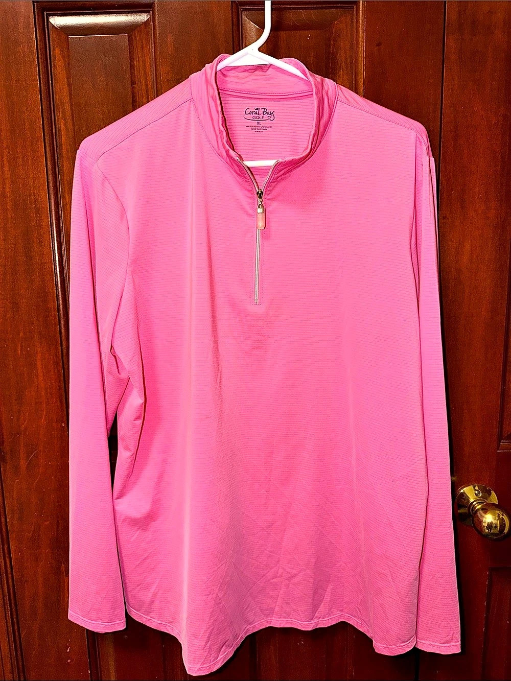 Coral Bay Golf Bright Pink Quarter-Zip Long Sleeve Top Like New